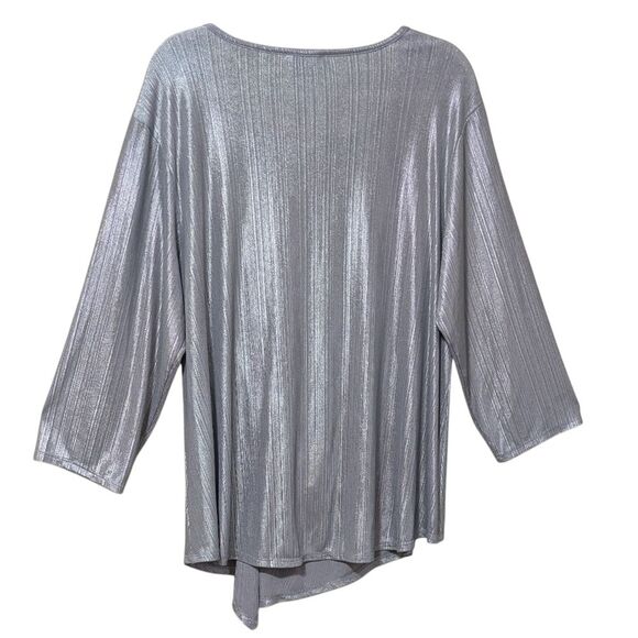 Sami & Jo silver metallic top knotted ruched event plus shine holiday size 2X - Picture 2 of 9